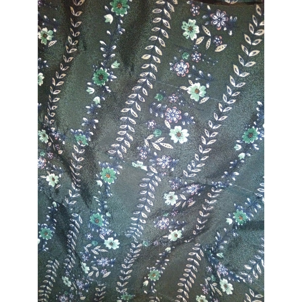 Forever 21 Floral Tiered Ruffle Blouse Sleeveless Back Zip Green Black Medium - Picture 3 of 4